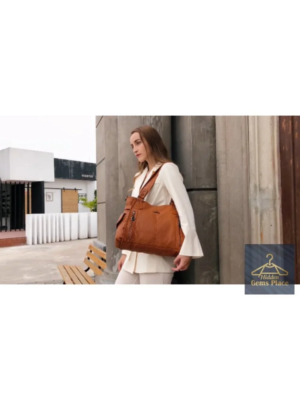 Washed Vegan Leather Hobo Bag Crossbody Shoulder Tote Satchel